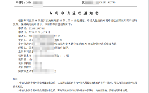 22站点智能成功申请"AI创建业务型网站”发明专利